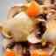 Carpaccio de champiñones, piñones, mandarina Clemen Dolce y parmesano